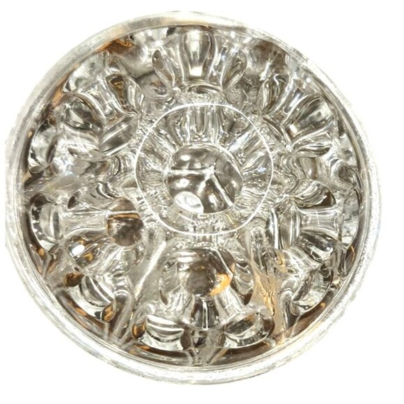 2 Vintage Glass flower Frog Clear & Candy Dish Faceted Lidded Footed - Picture 7 of 11